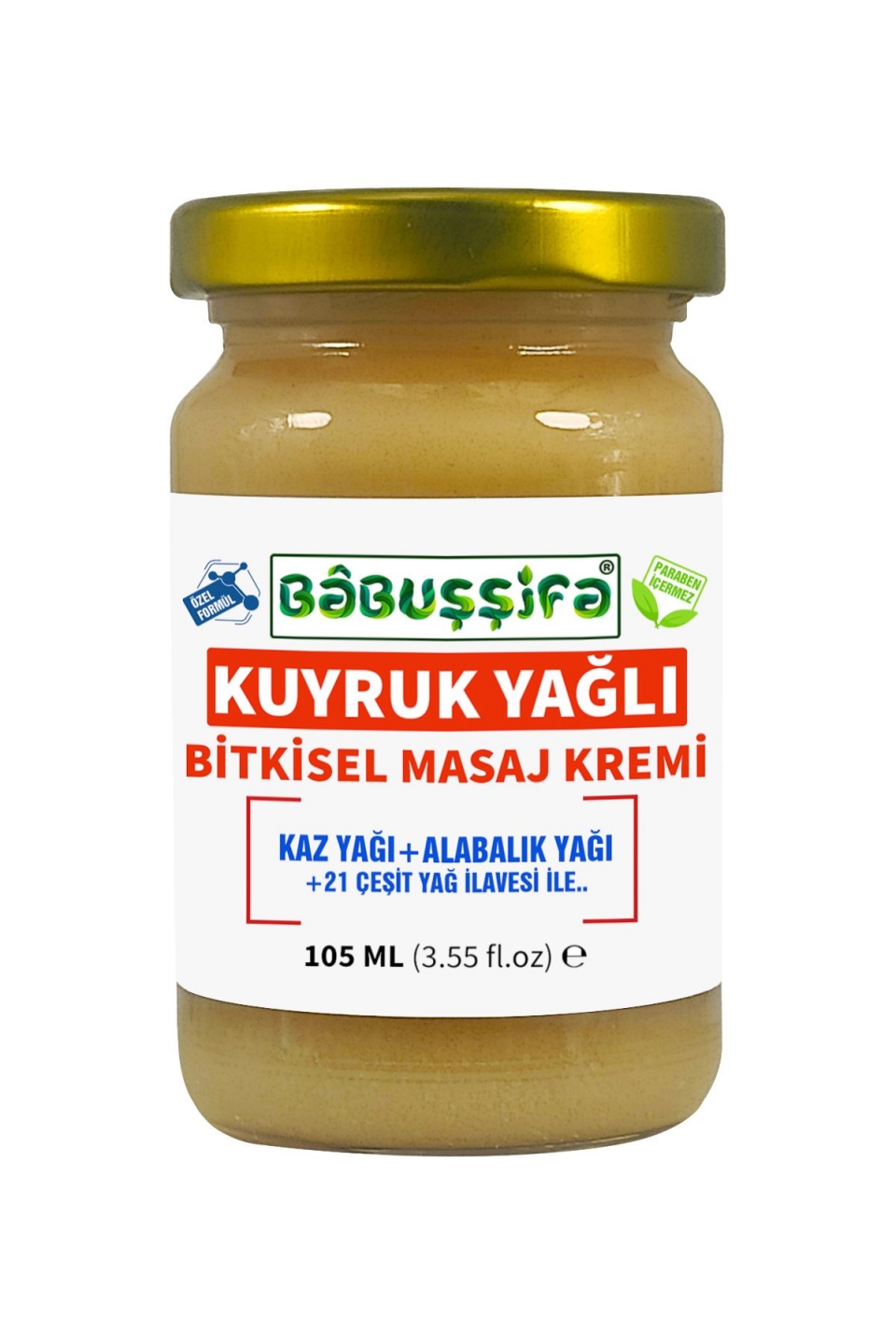 Kuyruk Yağı Kremi Alabalık Yağı Kaz Yağı Karışımlı Bitkisel Masaj Kremi 105ml